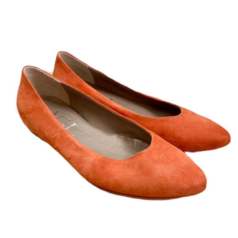 Women’s Suede Pointed Toe Ballet Flats - Orange